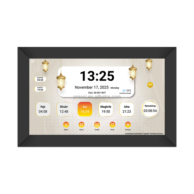 2026 New Design Large Size Wall Hijri Azan Clock Islamic Muslim Prayers Digital Adhan Alarm Clocks With Quran Player