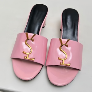 Zapatillas de Mujer de Cuero Genuino de Alta Calidad, Sandalias de Tacón Alto Casuales de Lujo, Zapatillas Transpirables de Verano para Mujer para Exteriores - Product Image 2
