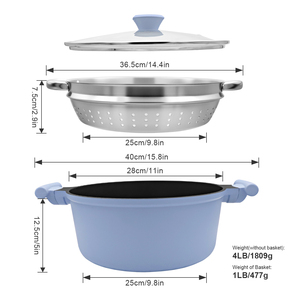 <span class=keywords><strong>Olla</strong></span> para Sopa Compatible con Inducción Sanlang, <span class=keywords><strong>Olla</strong></span> de 28 cm de Aluminio Fundido Antiadherente, <span class=keywords><strong>Olla</strong></span> de Cocina Personalizada con <span class=keywords><strong>Vaporera</strong></span> Profunda - Product Image 2