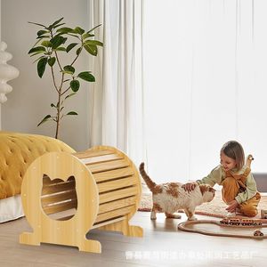 Solid Wood Cat <b>Bed</b> Cylinder Shape Breathable Warm For Cat Four Seasons Eco Friendly - Product Image 1