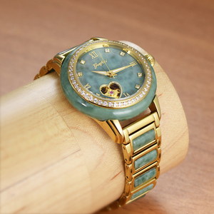 Luxury Stainless Steel Automatic <b>Mechanical</b> <b>Watch</b> Genuine Jade Couple Jam Tangan - Product Image 5