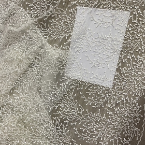 Tissu de dentelle brodé 3d matériel de robe de mariée <span class=keywords><strong>voile</strong></span> de mariée blanc de luxe pour les robes de mariée - Product Image 5