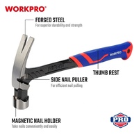Marteau à griffes WORKPRO 560g/20oz en acier au carbone forgé d'une seule pièce pour applications de frappe