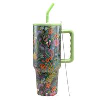 Gobelet isotherme personnalisé en acier inoxydable à double paroi par sublimation, 40 oz, écologique, compatible lave-vaisselle, garde le chaud pendant 6 heures, imprimé floral