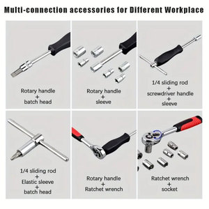 46pcs Car Repair <b>Tool</b> Kit 1/4 Inch Ratchet Torque Wrench <b>Set</b> Complete Professional Socket <b>Hand</b> <b>Tool</b> <b>Set</b> TS-WRH102 Carbon Steel C - Product Image 6