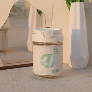 Majalis Linn Tulip Pattern Glass Water Bottle With Lid And Strap Leak Proof Spring Gift Cup - Product Image 3