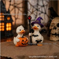 Ensemble d'ornements de canards créatifs tendance pour Halloween, canards miniatures en résine avec citrouille et chapeau de sorcière, cadeau d'automne en provenance de Chine