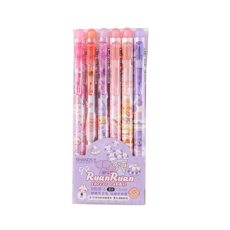 SHANDS Gel Ink Pen Set Cute Cartoon Quick-dry ST Tip 0.5mm Press Erasable Gel Pen