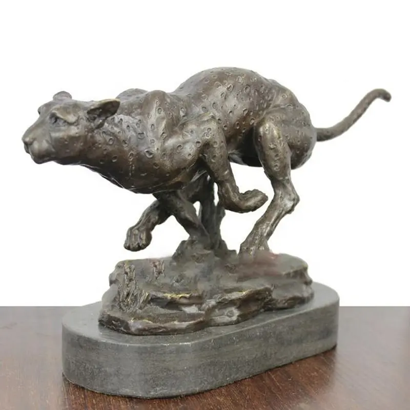 Customized arts antique black metal brass bronze panther statue life size bronze leopard sculpture