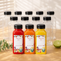 Bouteilles Carrées Vides en Plastique pour Jus 4oz 8oz 12oz 16oz 300ml 150ml Jetables Portables à Bouchon Vissé pour Boissons Café Thé Soda