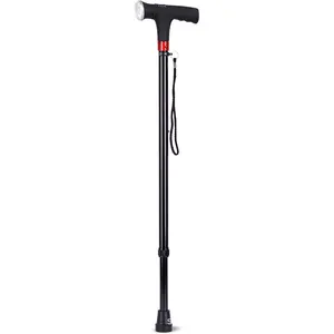 2024 Electric Telescopic Walking Stick Old Man Smart Elderly Walking Sticks Adjustable Handicap Crutch With Light