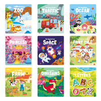 Libro Sensorial Reutilizable con Pegatinas de Gel de Colores para Niños, con Animales, Dinosaurios y Vehículos, Juguete Educativo para el Aprendizaje Temprano y Cognitivo