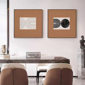 Cuadro Decorativo Abstracto Cuadrado, Pintura al Óleo sobre Lienzo, Arte de Pared Enmarcado, Marco de Aleación de Aluminio Negro, Diseño Rectangular Moderno y Minimalista - Product Image 2