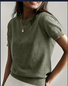 Cross-Border Hot-Selling 25 Summer-Autumn New Round-Neck <b>Short</b>-<b>Sleeved</b> Standard <b>Knit</b> Korean Cloak Loose Casual <b>Top</b> Women's - Product Image 6