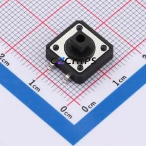HX 12x12x7.3TPFT-B Tactile Switch SMD-4P,11.8x11.8mm Switch Single Pole Single Throw Square Button 2.5N Vertical Mount - Product Image 1