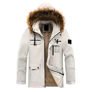 <span class=keywords><strong>Parka</strong></span> matelassée pour hommes tenue quotidienne longue décontractée chaude hiver couleur unie courte doudoune col en fourrure chapeau velours granulaire - Product Image 1