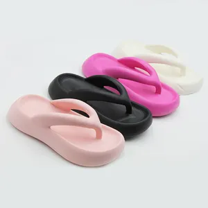 2024 Summer Slippers Women Casual Massage Durable Beach Sandals Female Wedge Shoes Striped Lady Room Slippers Custom Flip Flops