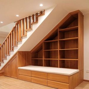Gabinetes de Almacenamiento Bajo Escalera con Rejilla de Vidrio para Sala de Estar - Product Image 3
