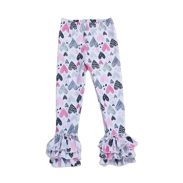 Newest Design Organic Cotton Baby Pants Wholesale Baby Clothes Baby Girl Ruffles Leggings