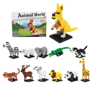 Samtoy 142PCS Plastic Educational Puzzles Creative Bricks 12 Design 3D Animals Micro Particle Building Blocks for Kids