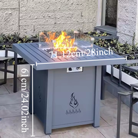 Ensemble de meubles de patio en aluminium avec table de foyer de 28 pouces, canapé sectionnel de patio en métal moderne avec coussins pour le patio, l'arrière-cour