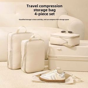 4Pcs/Set Durable Foldable Large Capacity Travel <b>Compression</b> Packing Cubes <b>Bag</b> Portable Suitcase Clothes Organizers Waterproof - Product Image 6