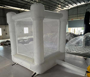 Château gonflable blanc pour fêtes en plein air, mariage, château gonflable avec toboggan pour location de châteaux gonflables - Product Image 4