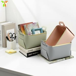 PU Leather Promotional Portable Multipurpose <b>Storage</b> <b>Box</b> Large Capacity <b>Storage</b> Basket Organizer Handles Foldable Cosmetics - Product Image 1
