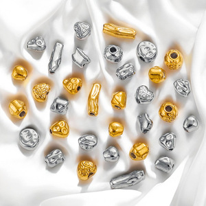 Abalorio de Acero Inoxidable con Textura Irregular en Oro PVD de 18K para la Creación de Joyas: Corazón, Tubo y Lágrima, Resistente al Agua e Hipoalergénico - Product Image 5
