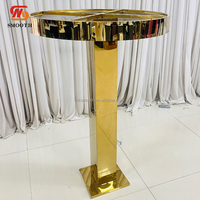 Support de fleurs circulaire en métal doré personnalisé pour événements de mariage, centre de table avec perles de cristal