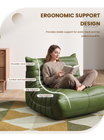 ATUNUS Minimalistisches Tatami 1-2-3-Sitzer Grünes Braunes Leder Wasserdichtes Modulares Relaxsofa Bodensofa Wohnzimmer-Set