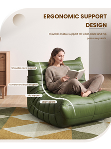 Canapé modulaire inclinable ATUNUS Tatami 1 2 3 places en cuir vert et marron, imperméable, style minimaliste, canapé paresseux, canapé de sol, ensemble pour salon - Product Image 3