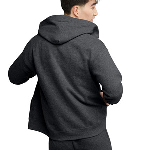 Sudadera con capucha y cremallera de peso pesado con logotipo personalizado al por mayor para hombre, sudadera básica de mezcla de algodón grueso y suave para invierno - Product Image 6