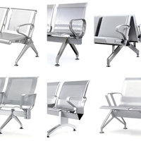 Chaises d'attente multiplace en acier inoxydable avec coussins en PU, bancs publics adaptés aux hôpitaux et aux gares, utilisation aéroportuaire