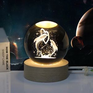 Luces Nocturnas LED 3D, Regalo de Navidad, Bola de Cristal 3D del Sistema Solar, Luces Decorativas para el Hogar, Base de Madera - Product Image 4