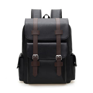 Unisex Fashionable Geometric Trendy Retro Business <b>Computer</b> <b>Backpack</b> Large Capacity Waterproof PU Leather Polyester Lining - Product Image 1