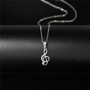 Collier avec pendentif Note <span class=keywords><strong>de</strong></span> musique pour homme et femme, pendentif avec symbole Musical, géométrique, cubot, cadeau, 100% en acier inoxydable - Product Image 3
