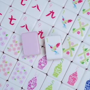 Jeu de tuiles de mahjong en acrylique violet à motif personnalisé, peintes à la main, de luxe, 4 couches, plateau américain, jeu de Mahjong - Product Image 6