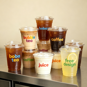 Gobelets en plastique givré personnalisés de 500 ml (18 oz) avec logo imprimé, gobelets personnalisés pour mariage, fête, avec monogramme, nom, logo pour les invités de l'événement, transparents - Product Image 1