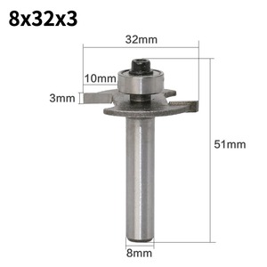 Diente de carburo de vástago de 8mm de ancho, 3mm, 4mm, tipo T, ranurado de ranura, brocas para enrutador de carpintería, fresas de madera - Product Image 2