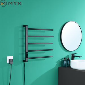 Haute qualité <span class=keywords><strong>noir</strong></span> <span class=keywords><strong>mat</strong></span> chauffe-serviettes sèche-linge support température constante mural électrique chauffant porte-serviettes porte-serviettes - Product Image 5