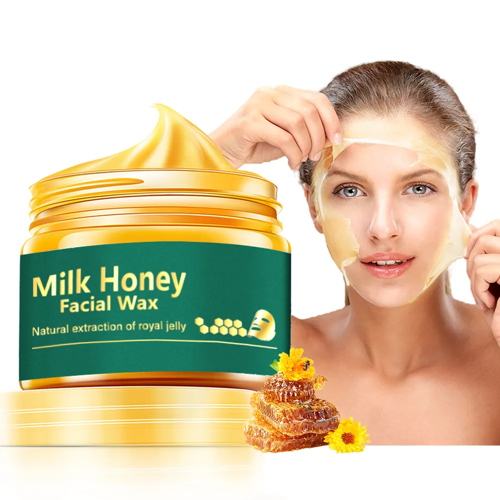 Masker Wajah krim Herbal anti-oksidasi dan melembapkan, masker pengelupas lilin susu lebah dengan bahan kristal
