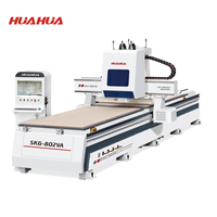 HUAHUA SKG-802VA Fabrication conception cnc routeur machine en bois deux broches et double réalisable avec boîte de forage