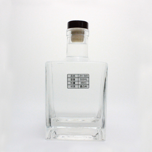 Bouteille en verre populaire, durable, exclusive, carrée, de qualité alimentaire, gaufrée, transparente, 750 ml, 500 ml, pour vin, <span class=keywords><strong>whisky</strong></span>, bière, saké, brandy, usine - Product Image 2