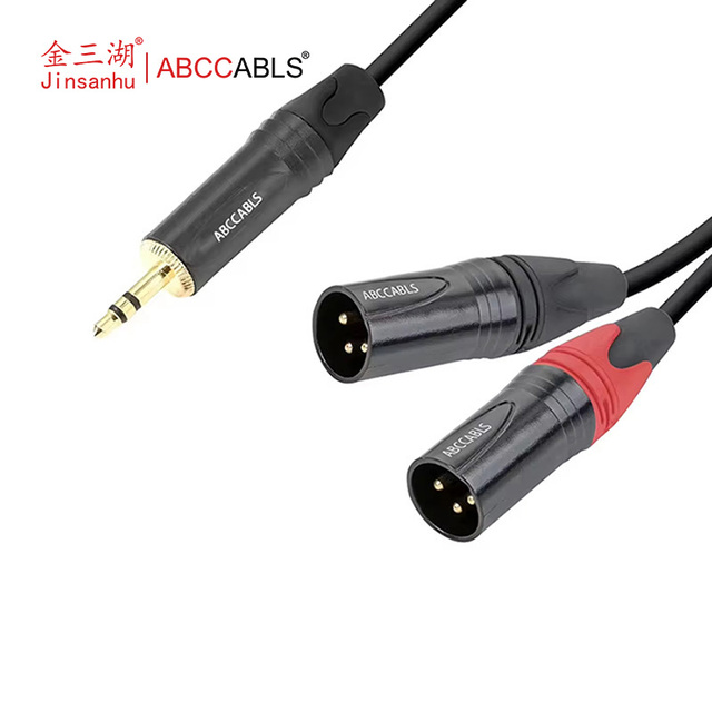 ABCCABLS 3.5mm (1/8") TRS Male to Dual XLR Male Y-Splitter Cable, Stereo to Mono Balanced Audio Adapter for Stage & Studio