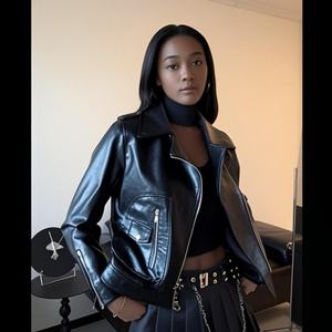 <span class=keywords><strong>Chaqueta</strong></span> de Cuero Sintético para Mujer, Estilo Motero, Vegana, con Soporte para Muestras - Product Image 4