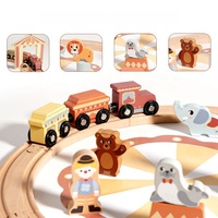 Ensemble de train de cirque en bois pour enfants, train jouet avec figurines d'animaux et maître de cérémonie, jouets éducatifs Montessori pour tout-petits