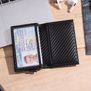 TILONSTAR TVC205 Wholesale Custom Men Pocket Aluminum Metal ID <b>Card</b> Case Leather Pop up Business <b>Card</b> Holder Wallet - Product Image 6