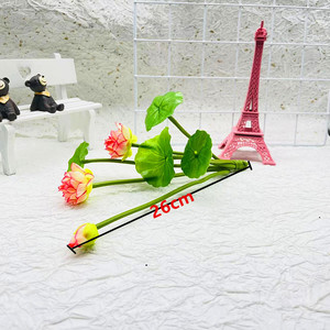 ดอกบัวประดิษฐ์ Qi Xing 7 หัว ดอกไม้ผ้าไหมสีแดงม่วง ตกแต่งบ้าน จัดงานแต่งงาน - Product Image 4