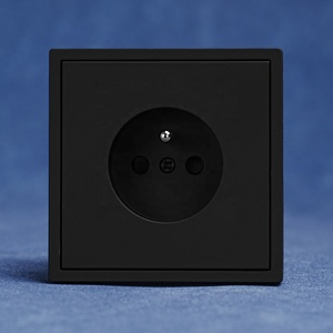 Nouvelle arrivée Black Skin Feel Large Board <span class=keywords><strong>PC</strong></span> Panel Prise de terre murale française 2P + <span class=keywords><strong>T</strong></span> pour la maison EU Plugs Sockets - Product Image 1